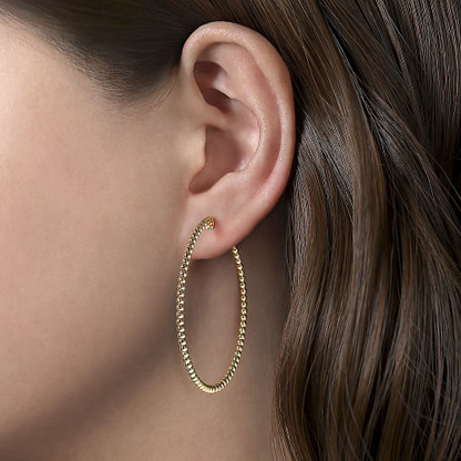 Gabriel & Co | 14K Yellow Gold Bujukan Classic Hoop Earrings in size 50mm