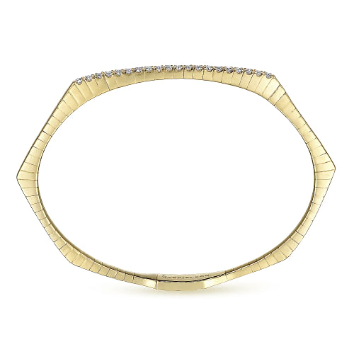 Gabriel & Co | 14K Yellow Gold Diamond Hexagon Shape Bangle