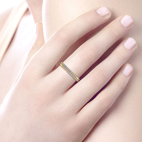 Gabriel & Co | 14K Yellow Gold Bujukan Diamond Stackable Ring