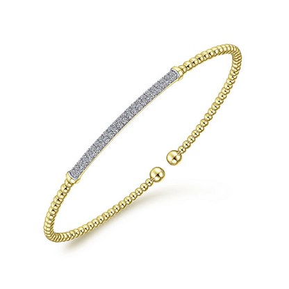 Gabriel & Co | 14K Yellow Gold Bujukan Diamond Bar Split Bangle