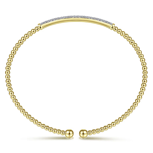 Gabriel & Co | 14K Yellow Gold Bujukan Diamond Bar Split Bangle