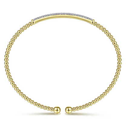 Gabriel & Co | 14K Yellow Gold Bujukan Diamond Bar Split Bangle