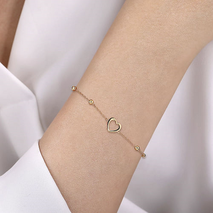 Gabriel & Co | 14K Yellow Gold Open Heart Bujukan Chain Bracelet