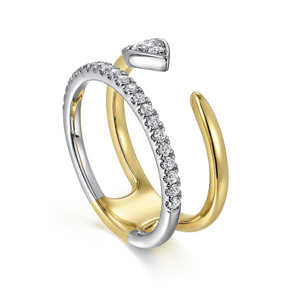 Gabriel & Co | 14K White and Yellow Gold Diamond Easy Stackable Ladies Ring