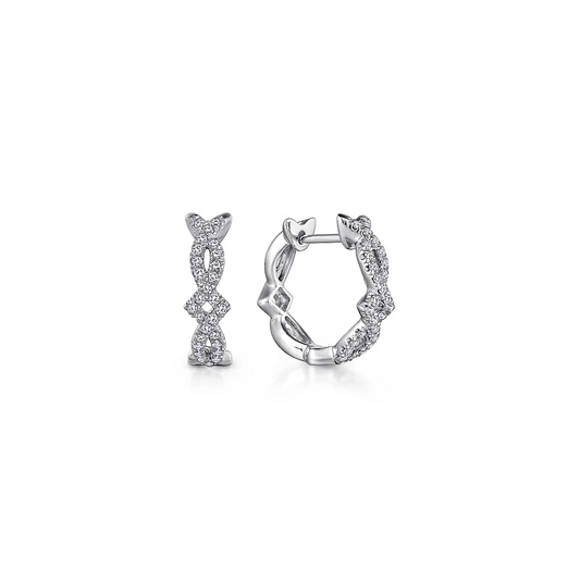 Gabriel & Co | 14K White Gold Twisted 10mm Diamond Huggies