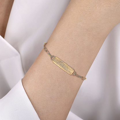 Gabriel & Co | 14K Yellow Gold ID Hollow Chain Bracelet