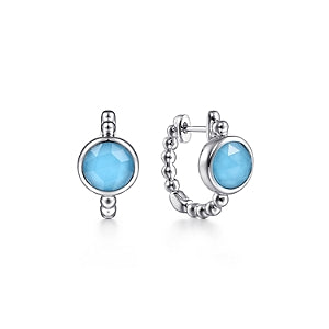 Gabriel & Co | 925 Sterling Silver Bujukan Rock Crystal Turquoise Huggie Earrings