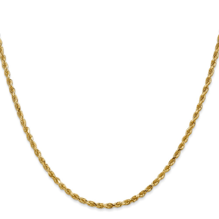 14K 24 inch 2.25mm Diamond-cut Rope with Lobster Clasp Chain