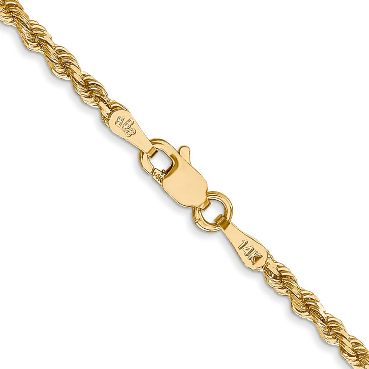 14K 24 inch 2.25mm Diamond-cut Rope with Lobster Clasp Chain