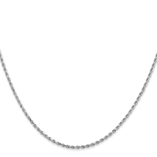 14K White Gold 18 inch 1.5mm Diamond-cut Rope with Lobster Clasp Chain