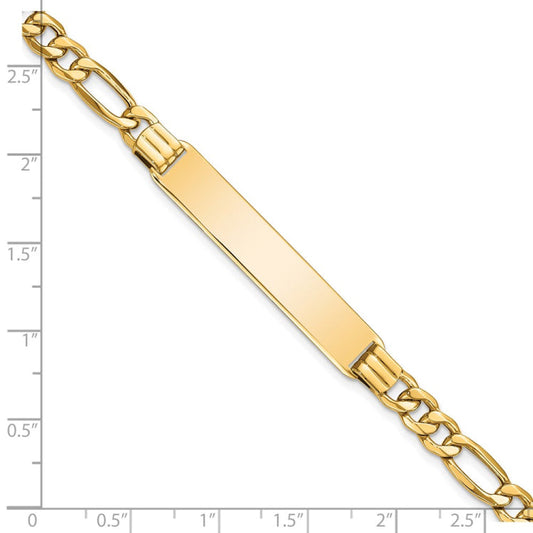 14k Semi-Solid Figaro Link ID Bracelet