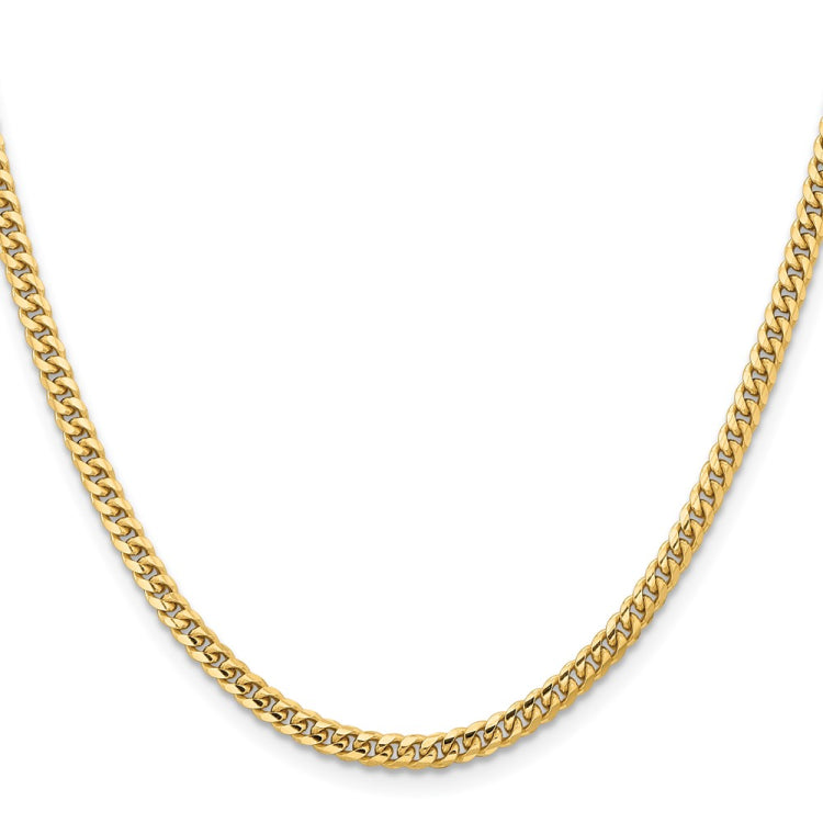 14K 18 inch 3.5mm Solid Miami Cuban Link with Lobster Clasp Chain