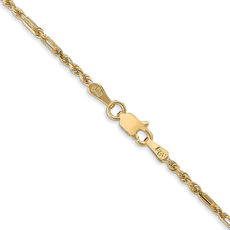 14K 22 inch 1.8mm Diamond-cut Milano Rope with Lobster Clasp Chain