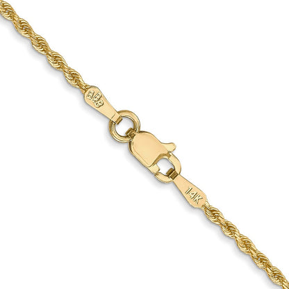 14K 16 inch 1.5mm Diamond-cut Rope with Lobster Clasp Chain