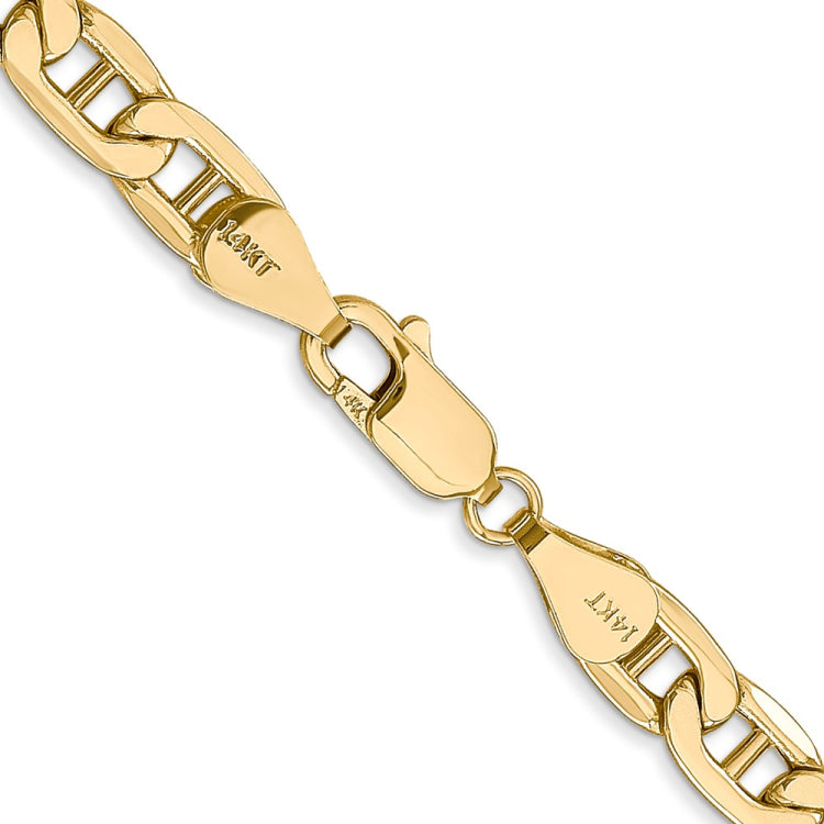 14K 24 inch 5.5mm Semi-Solid Anchor with Lobster Clasp Chain