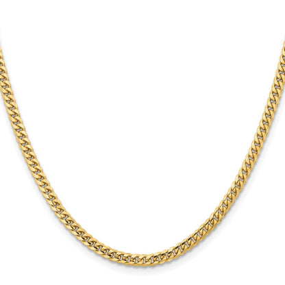 14K 24 inch 3.5mm Solid Miami Cuban Link with Lobster Clasp Chain