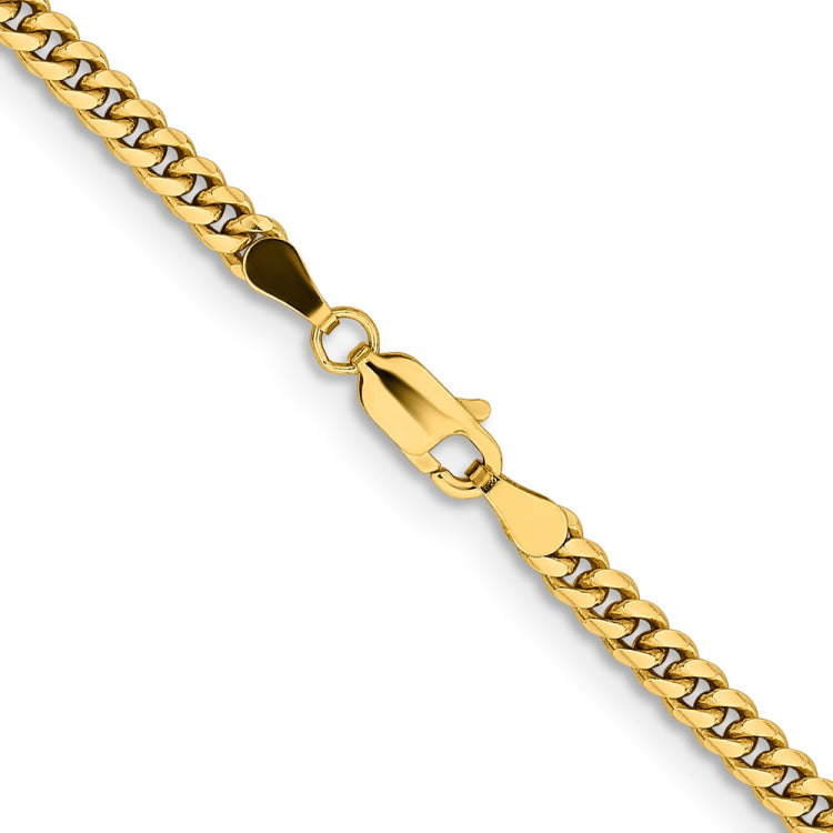 14K 24 inch 3.5mm Solid Miami Cuban Link with Lobster Clasp Chain