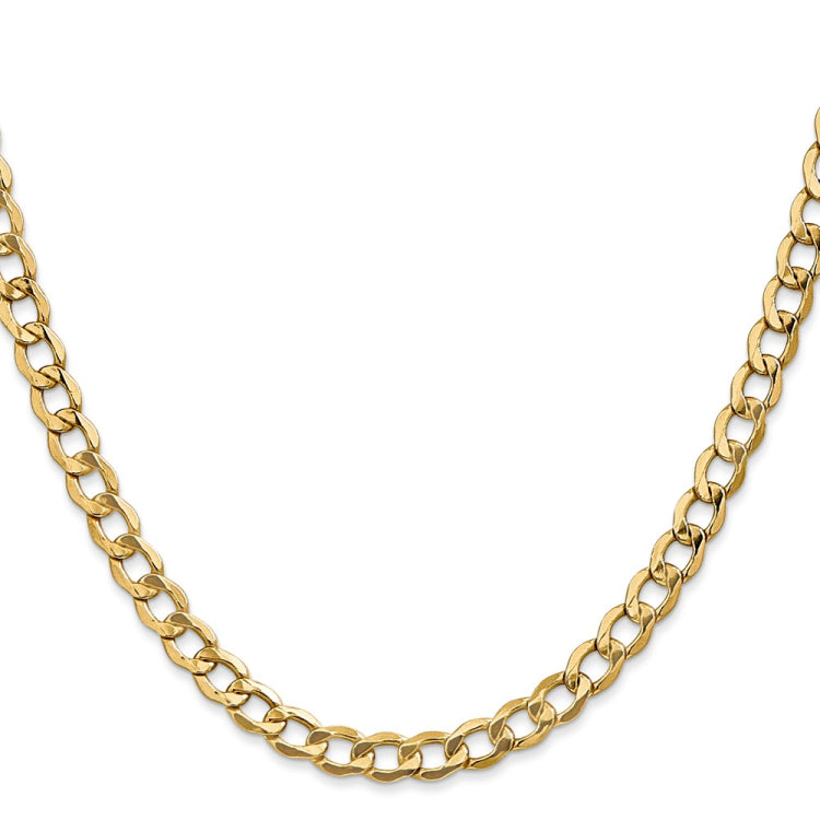 14K 24 inch 5.25mm Semi-Solid Curb with Lobster Clasp Chain