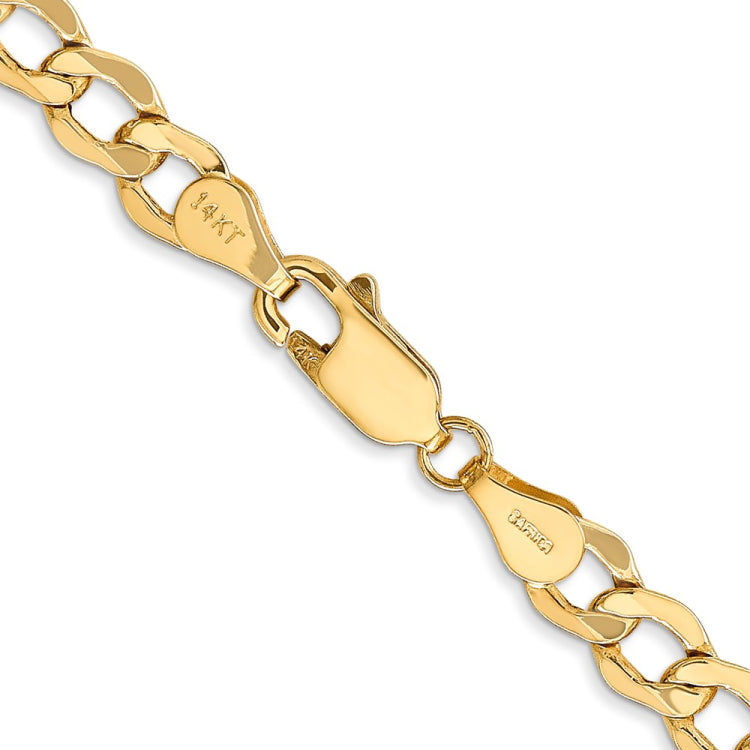 14K 24 inch 5.25mm Semi-Solid Curb with Lobster Clasp Chain