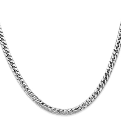 14K White Gold 20 inch 4.3mm Solid Miami Cuban Link with Lobster Clasp Chain