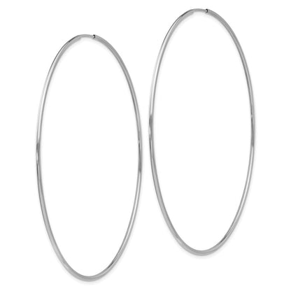 14k White Gold Polished Endless Tube Hoop Earrings