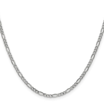 14K White Gold 24 inch 2.5mm Semi-Solid Figaro with Lobster Clasp Chain