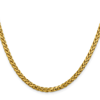 14K 22 inch 3.7mm Semi-Solid Diamond-cut Wheat with Lobster Clasp Chain