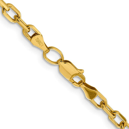 14K 18 inch 3.7mm Semi-Solid Diamond-cut Open Link Cable with Lobster Clasp Chain