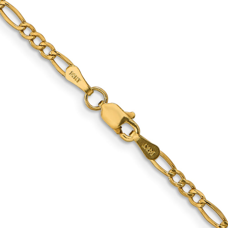 14K 20 inch 2.5mm Semi-Solid Figaro with Lobster Clasp Chain