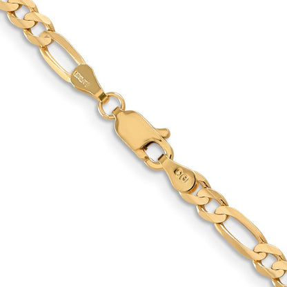 14K 20 inch 4mm Concave Open Figaro with Lobster Clasp Chain