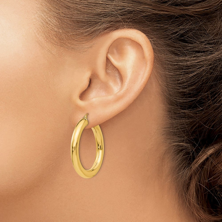 14k Polished 5mm Tube Hoop Earrings