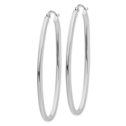 14k White Gold Large Oval Hoop Earrings