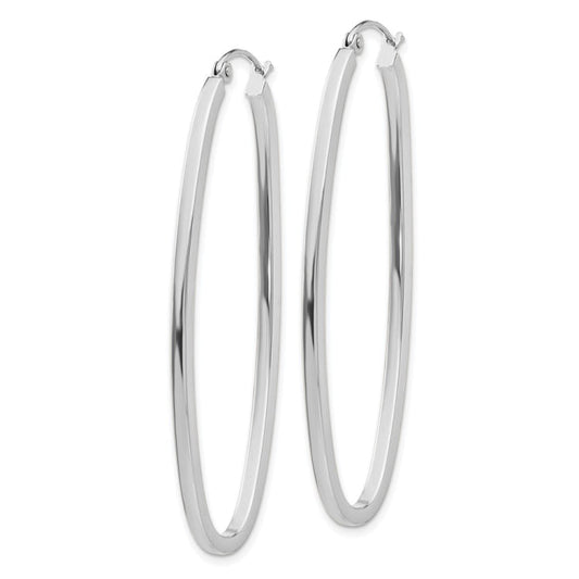 14k White Gold Large Oval Hoop Earrings