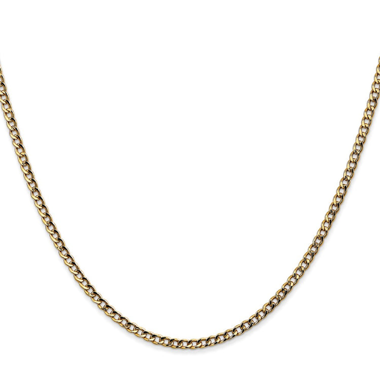 14K 24 inch 2.5mm Semi-Solid Curb with Lobster Clasp Chain