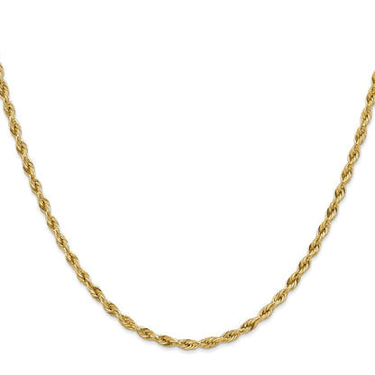 14K 20 inch 3mm Semi Solid Rope with Lobster Clasp Chain