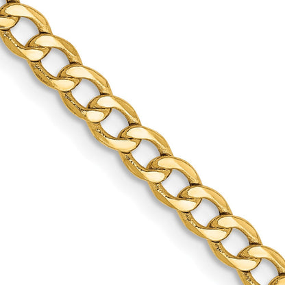 14K 18 inch 3.35mm Semi-Solid Curb with Lobster Clasp Chain