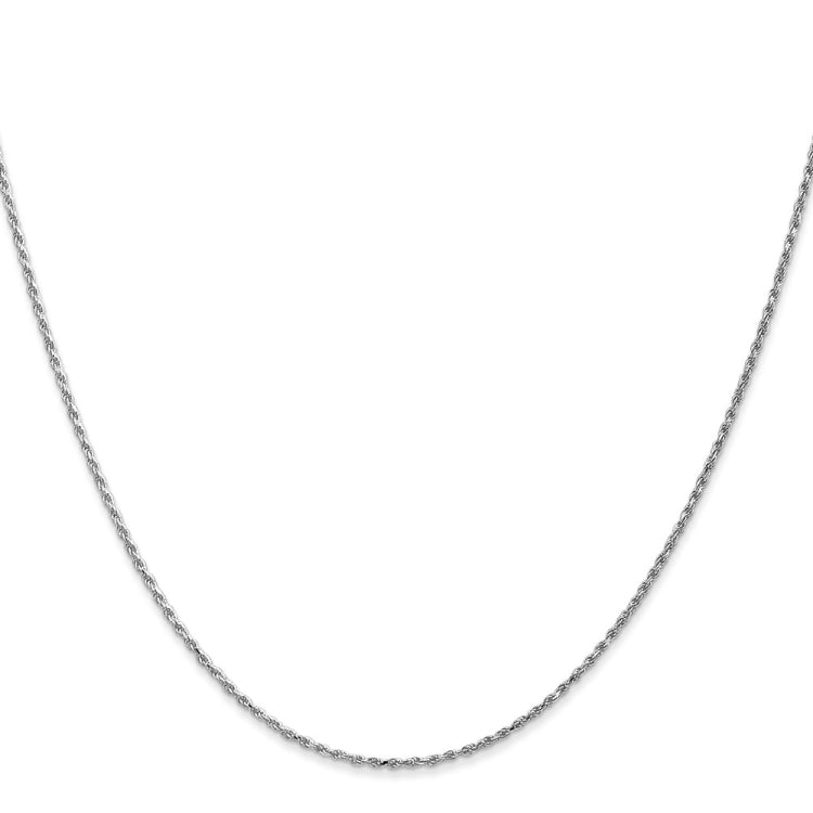 14K White Gold 16 inch 1.15mm Diamond-cut Machine Made Rope with Lobster Clasp Chain Chain