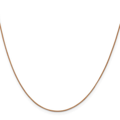 14K Rose Gold 20 inch .7mm Box Link with Lobster Clasp Chain