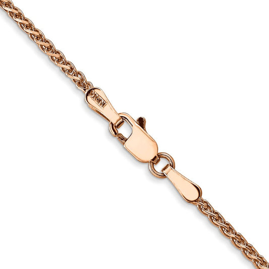 14K Rose Gold 18 inch 1.7mm Diamond-cut Spiga with Lobster Clasp Chain