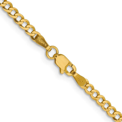 14K 20 inch 3.1mm Lightweight Flat Cuban with Lobster Clasp Chain