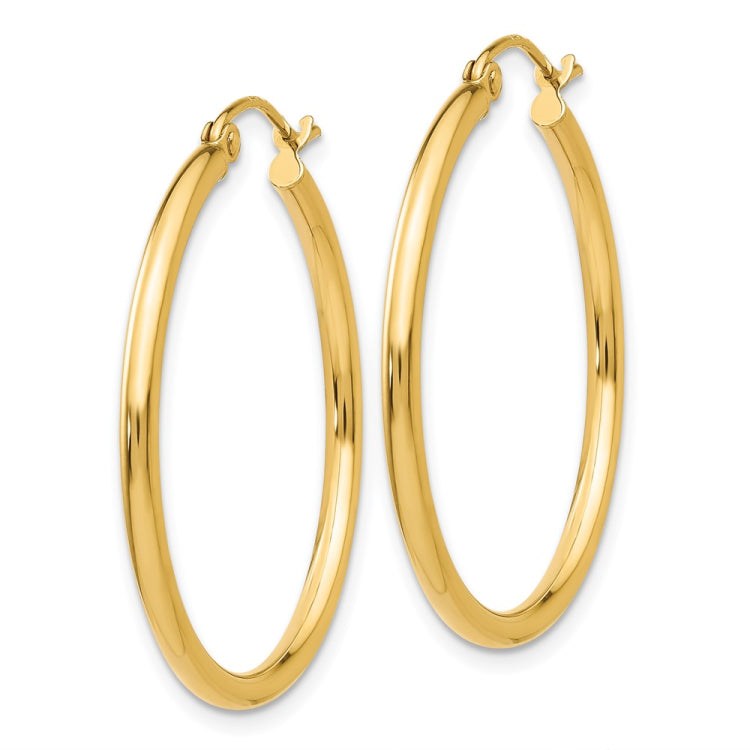 14k Polished 2x30mm Tube Hoop Earrings