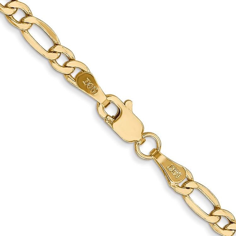 14K 20 inch 3.5mm Semi-Solid Figaro with Lobster Clasp Chain