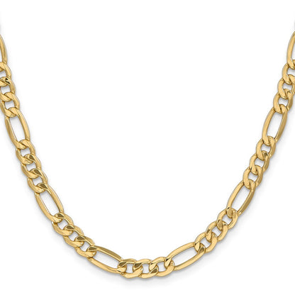 14K 24 inch 6.25mm Semi-Solid Figaro with Lobster Clasp Chain