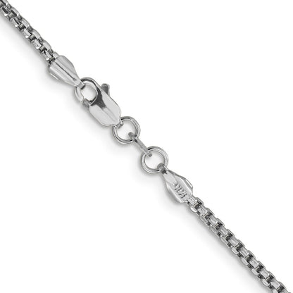 14K White Gold 24 inch 1.75mm Semi-Solid Round Box with Lobster Clasp Chain