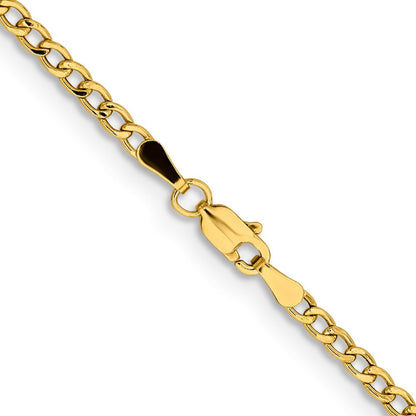 14K 18 inch 2.85mm Semi-Solid Curb with Lobster Clasp Chain