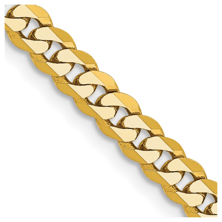 14K 22 inch 3.9mm Flat Beveled Curb with Lobster Clasp Chain