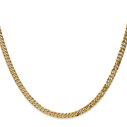 14K 22 inch 3.9mm Flat Beveled Curb with Lobster Clasp Chain