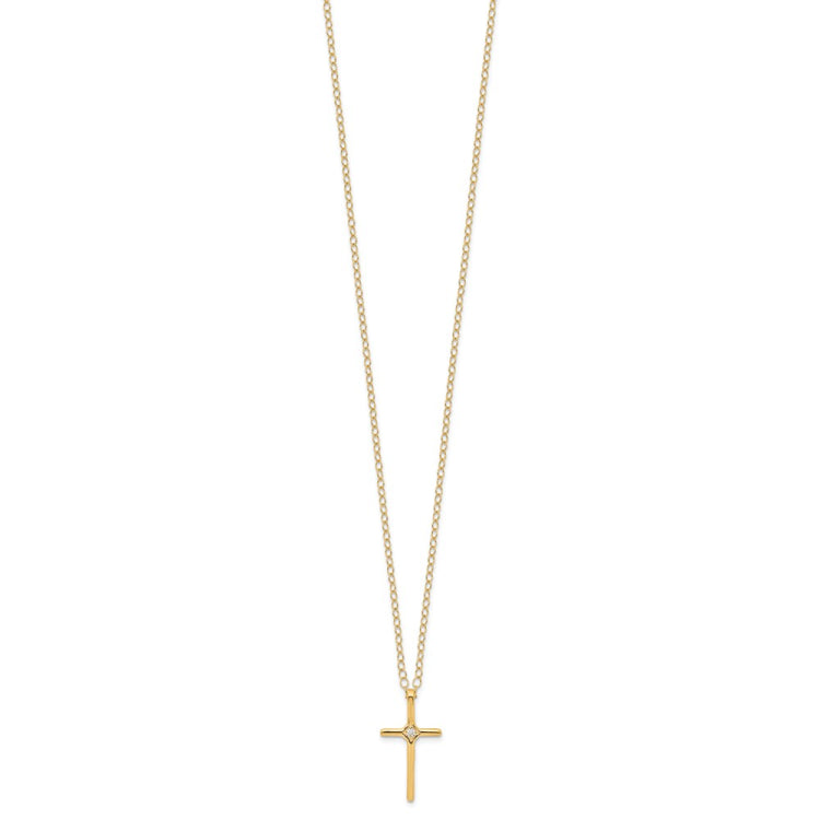 14k Madi K .01ct Diamond Cross Necklace