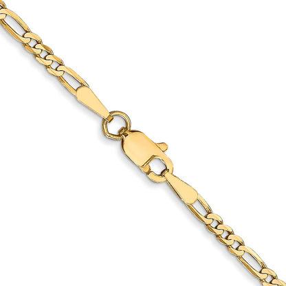 14K 18 inch 2.25mm Flat Figaro with Lobster Clasp Chain