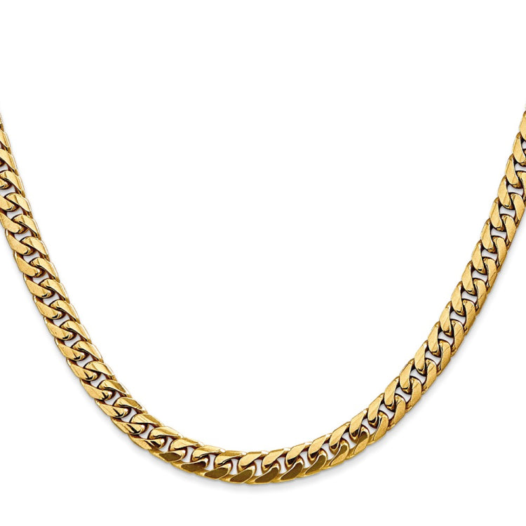 14K 24 inch 5mm Solid Miami Cuban Link with Lobster Clasp Chain